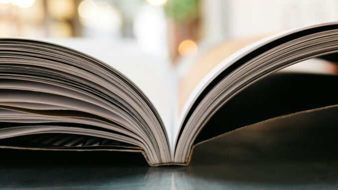 bokeh photography of open book